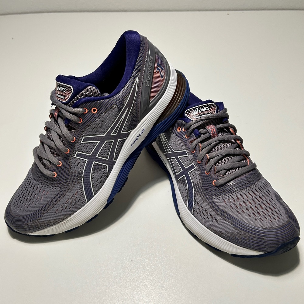Asics Gel-Nimbus 21 Womens Running Shoes Grey Blue 1012A156 Size 10